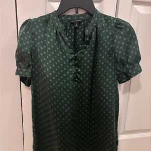 Banana Republic Dark Green Polka Dot Blouse